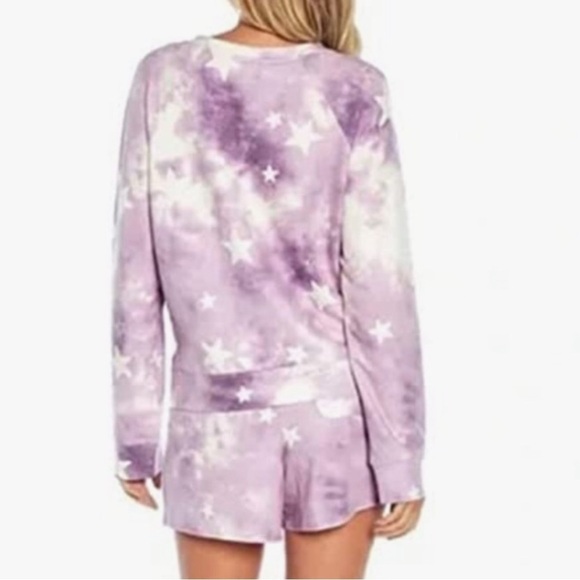 Wildfox Purple Tie Dye Star Easy Does It Pullover Sweatshirt Loungewear Large - Picture 2 of 10